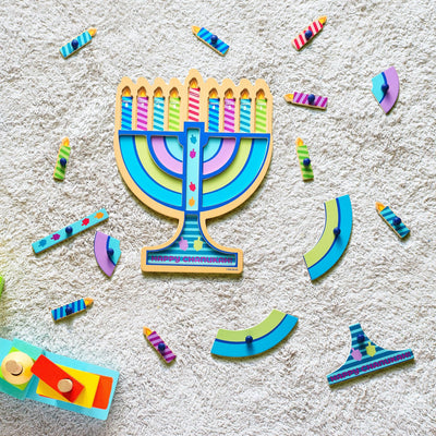 Menorah Shaped Wood Puzzle - The Weitzman Museum Store - TY-PUZ-H-4