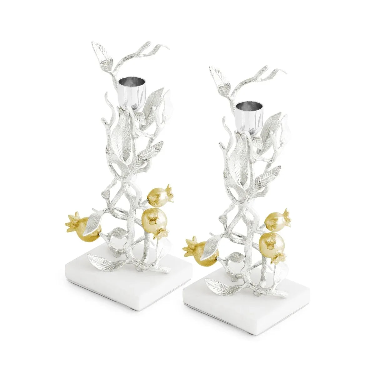 Pomegranate Silver & Gold Candleholders