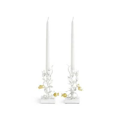 Pomegranate Silver & Gold Candleholders