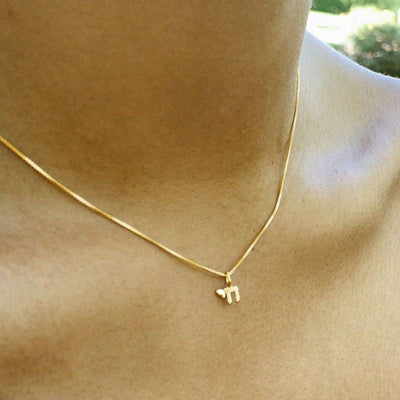 Mini Chai Necklace in 14k Yellow Gold - The Weitzman Museum Store - mn-chai-mini-14k