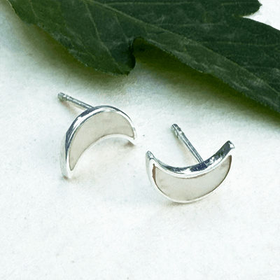Mother-of-Pearl Moon Studs - Sterling Silver - The Weitzman Museum Store - SAN423EA