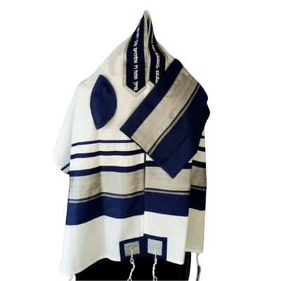 Navy Blue and Silver Tallit - The Weitzman Museum Store - ADEB - 996