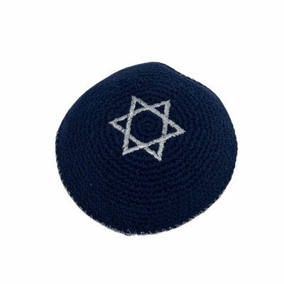 Navy Silver Star Kippah - The Weitzman Museum Store - MCC906