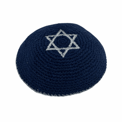 Navy Silver Star Kippah - The Weitzman Museum Store - MCC906