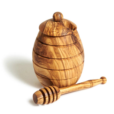 Olive Wood Honey Jar - The Weitzman Museum Store - 