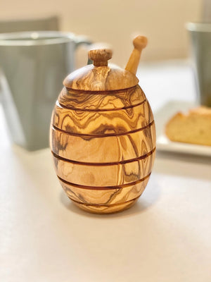 Olive Wood Honey Jar - The Weitzman Museum Store - 