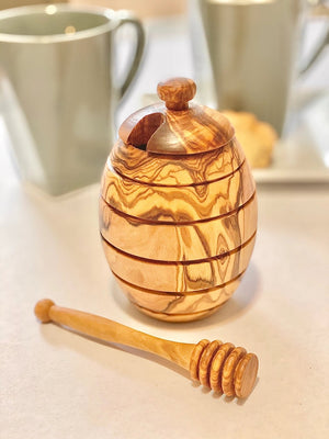 Olive Wood Honey Jar - The Weitzman Museum Store - 