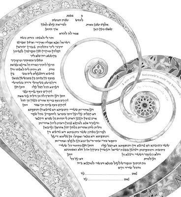 One Heart Ketubah in Two Colors by Amy Fagin - The Weitzman Museum Store - 1-21