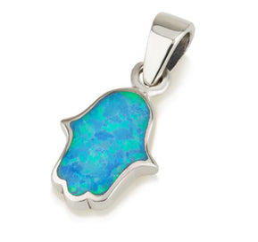 Opal Sterling Silver Hamsa Necklace - The Weitzman Museum Store - YATN42