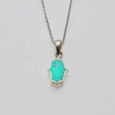 Opal Sterling Silver Hamsa Necklace - The Weitzman Museum Store - YATN42