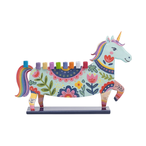 Painted Unicorn Metal Menorah - The Weitzman Museum Store - HAO5