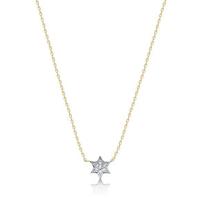 Petite Jewish Star Necklace 14K Gold with Diamonds - The Weitzman Museum Store - JS55