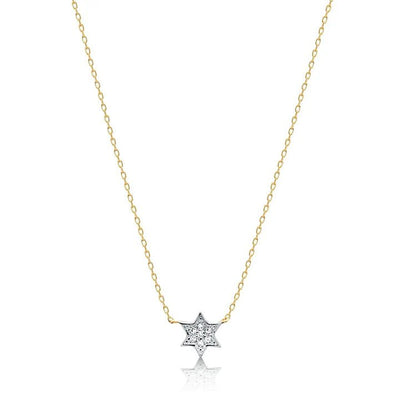 Petite Jewish Star Necklace 14K Gold with Diamonds - The Weitzman Museum Store - JS55