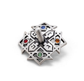 Pewter Dreidel Stars and Colored Stones - The Weitzman Museum Store - 529903