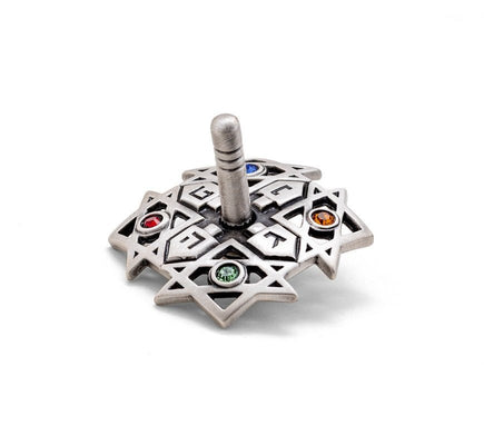 Pewter Dreidel with Colored Stones, 3 Designs - The Weitzman Museum Store - 529901