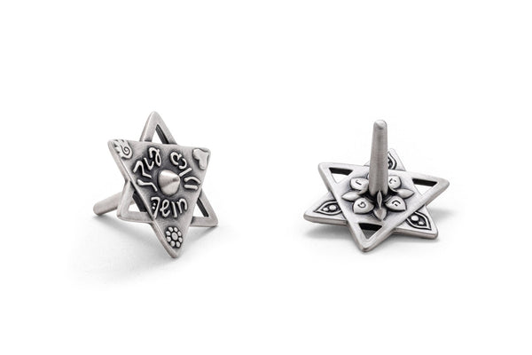 Pewter Dreidel with Colored Stones, 3 Designs - The Weitzman Museum Store - 529901