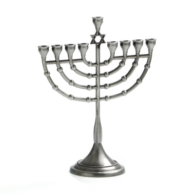 Pewter Metal Star of David Menorah 9" - The Weitzman Museum Store - MCH532