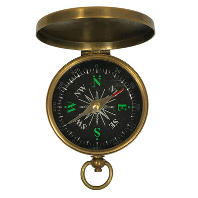 Pirate Ship Antiqued Flip - Top Solid Brass Compass, 1 - 3/4" - The Weitzman Museum Store - 6950LC