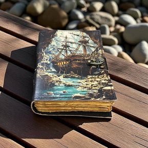 Pirate Ship Leather Journal Vintage Handmade Diary with Deck - The Weitzman Museum Store - 