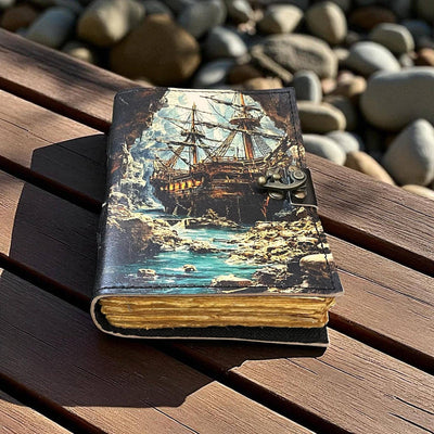 Pirate Ship Leather Journal Vintage Handmade Diary with Deck - The Weitzman Museum Store - 