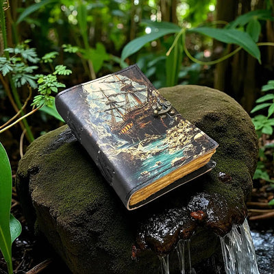 Pirate Ship Leather Journal Vintage Handmade Diary with Deck - The Weitzman Museum Store - 