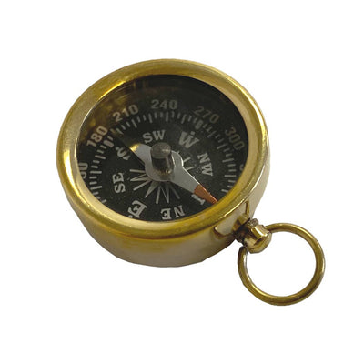 Polished Brass Mini Compass with Cord Necklace, 1 - 1/4" - The Weitzman Museum Store - 6717