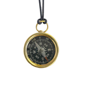 Polished Brass Mini Compass with Cord Necklace, 1 - 1/4" - The Weitzman Museum Store - 6717