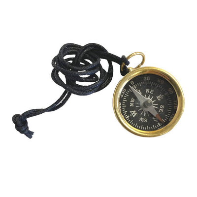 Polished Brass Mini Compass with Cord Necklace, 1 - 1/4" - The Weitzman Museum Store - 6717