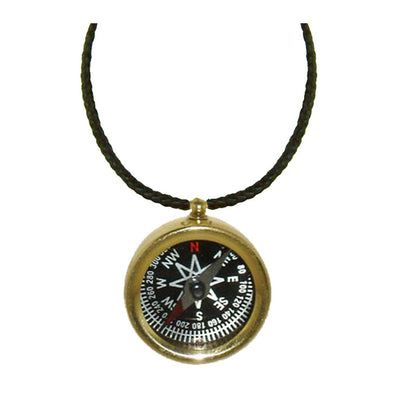 Polished Brass Mini Compass with Cord Necklace, 1 - 1/4" - The Weitzman Museum Store - 6717