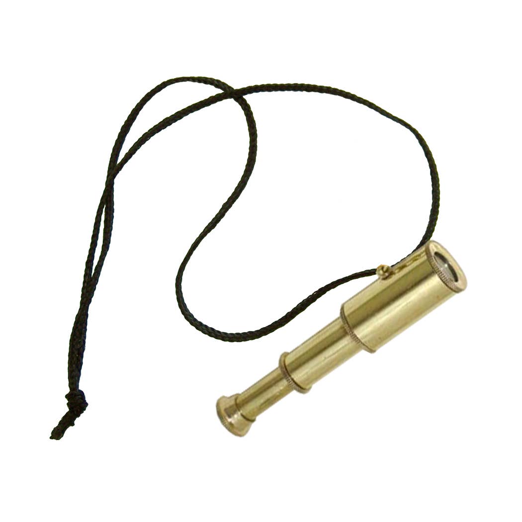 Polished Brass Telescope on Cord, 3" - The Weitzman Museum Store - 6720
