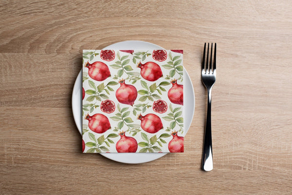 Pomegranate Greenery Cocktail Napkin - The Weitzman Museum Store - 