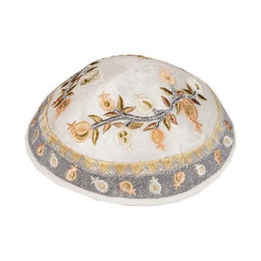 Pomegranate Kippah Silver and Gold - The Weitzman Museum Store - EMYME13G