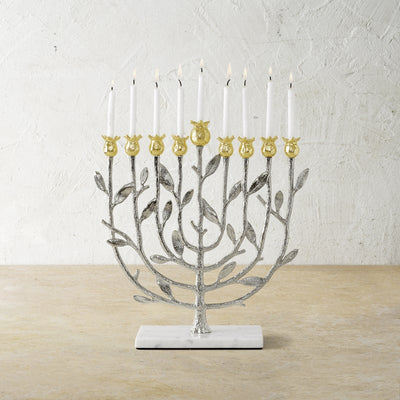 Pomegranate Menorah Silver/Gold - The Weitzman Museum Store - 174124