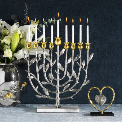 Pomegranate Menorah Silver/Gold - The Weitzman Museum Store - 174124