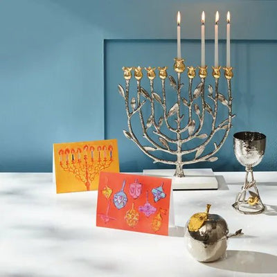 Pomegranate Menorah Silver/Gold - The Weitzman Museum Store - 143606