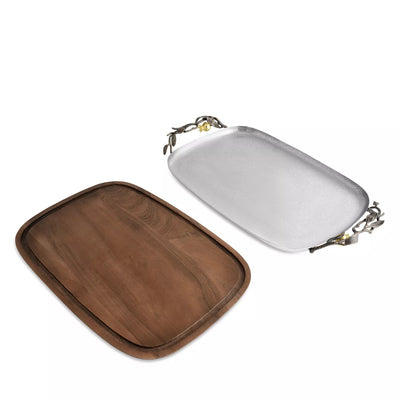 Pomegranate Wood & Metal 2-piece Challah or Serving Board - The Weitzman Museum Store - 175599
