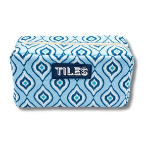 Premium Mahjong Tile Bag - Blue Ikat or Green Geometric or Green and Blue Stripes - The Weitzman Museum Store - BGIKTL01