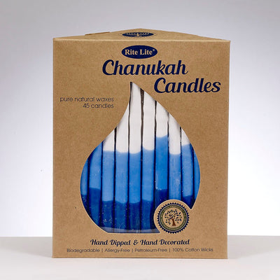 Premium Pure Veg Wax Chanukah Candles Blue & White - The Weitzman Museum Store - c-28-bwn2