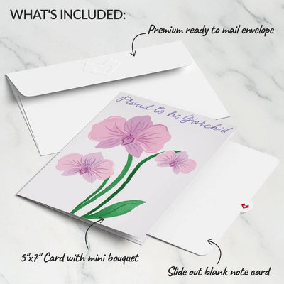 Proud to Be Y’Orchid Mother’s Day Card with Mini Bouquet - The Weitzman Museum Store - LP6738