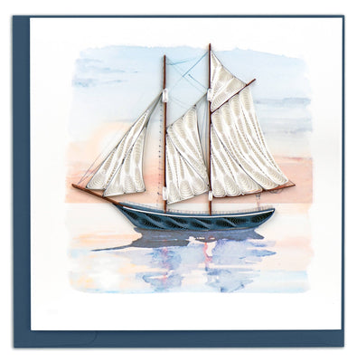Quilled Schooner at Sunset Greeting Card - The Weitzman Museum Store - BL1414