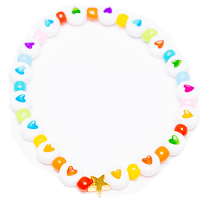 Rainbow Beaded Bracelet w/Hearts - The Weitzman Museum Store - RainbowHeart