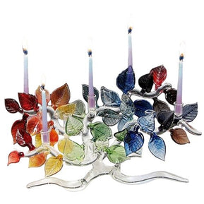 Rainbow Tree of Life, with Leaves Menorah by Salusa Glassworks - The Weitzman Museum Store - 7 - 847384002561