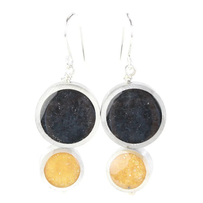 Resinique Double Circle Earrings Black and Gold - The Weitzman Museum Store - W - RE002BKGLD