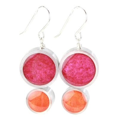 Resinique Double Circle Earrings - Pink and Orange - The Weitzman Museum Store - W - RE002PKOR