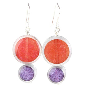 Resinique Double Circle Earrings - Red and Lavender - The Weitzman Museum Store - W - RE002RDPRL