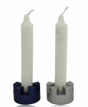 Round Blue Travel Shabbat Candle Holders - The Weitzman Museum Store - ACD220