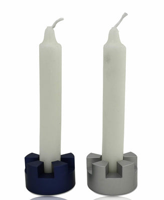 Round Blue Travel Shabbat Candle Holders - The Weitzman Museum Store - ACD220