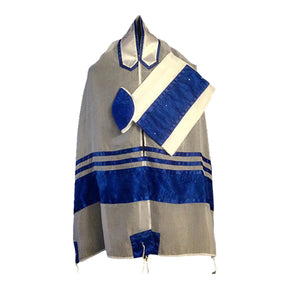 Royal Blue and White Chiffon Tallit - The Weitzman Museum Store - ADE-703