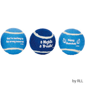 Set of 3 Hanukkah Dog Tennis Balls - The Weitzman Museum Store - TYN-DOG-4-N