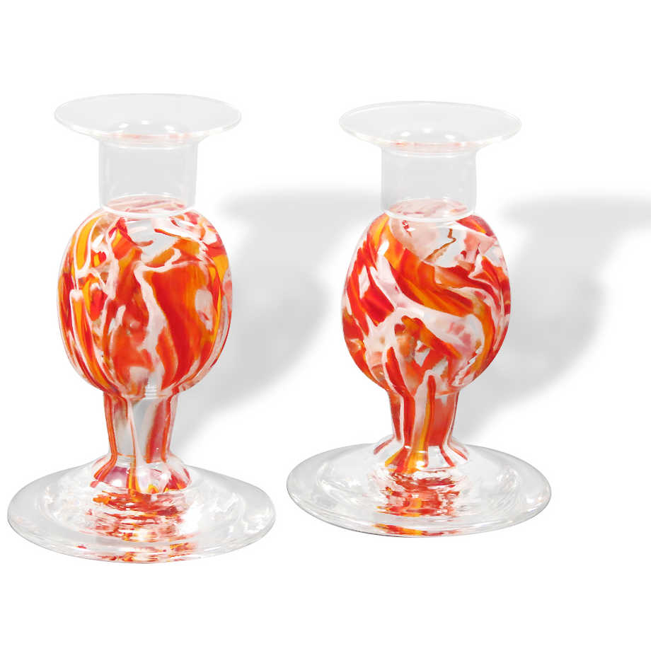 Short Shabbat Candlesticks Wedding Breaking Glass Keepsake - The Weitzman Museum Store - 